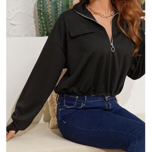 SILKWORLD Womens Active Cropped Quarter Zip Pullover, Size Large